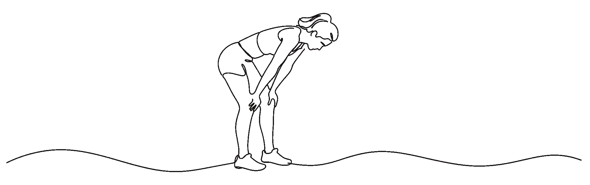 Line-Art einer erschöpften Frau