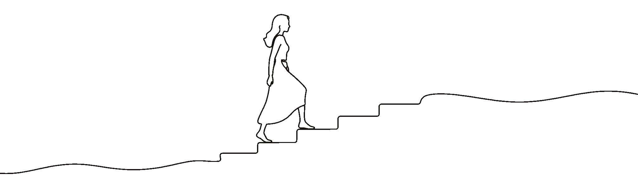 Line-Art einer Frau auf ihrem Weg nach oben
